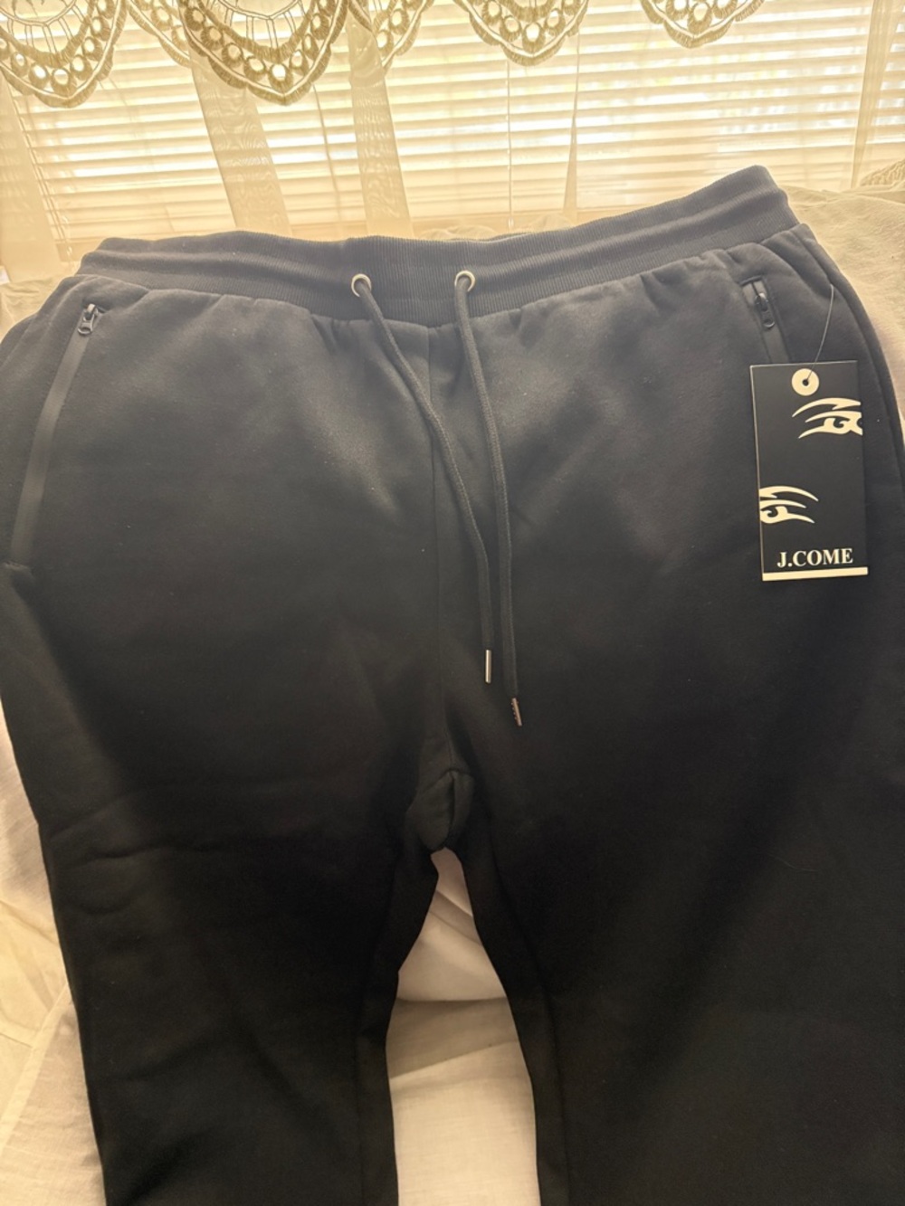 J.Come Men's Black Fleece Jogger Sweatpants